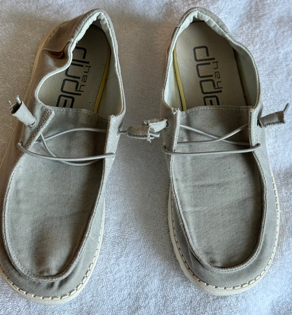 Hey Dude Wendy Chambray Light Gray Shoes Size 10
